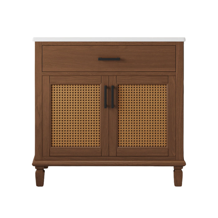 Bathroom Vanity With Ceramic Sink, Modern Free Standing Cabinet With Soft Close Drawers