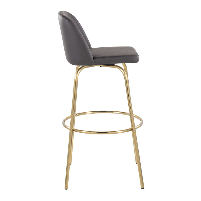 Toriano - Contemporary Fixed Height Barstool With Swivel And Round Footrest (Set of 2)
