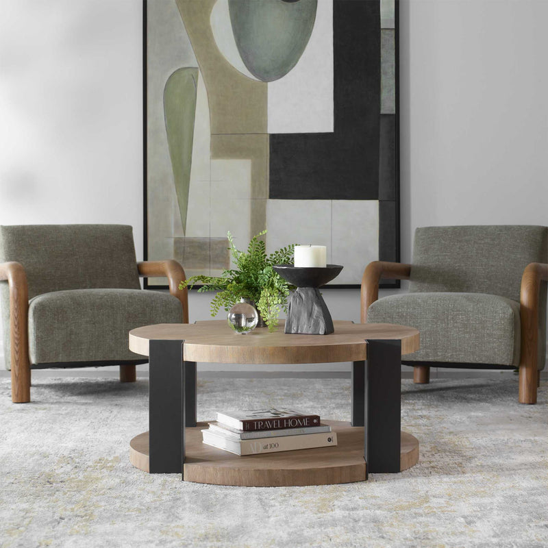 Loana - Industrial Coffee Table - Light Brown