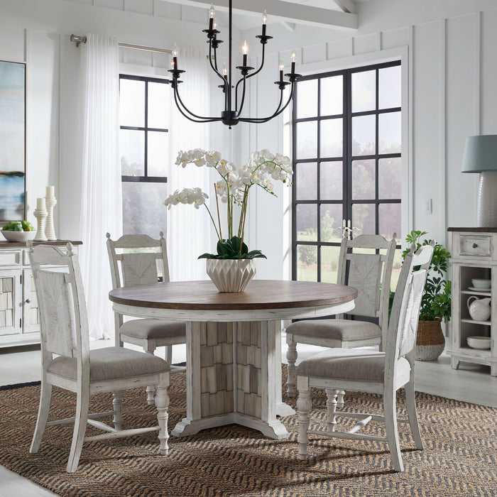 River Place - 5 Piece Pedestal Table Set - White