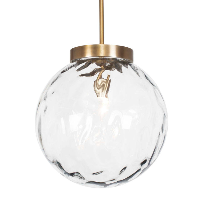 Gaia - 1 Light Watered Glass Pendant - Brass