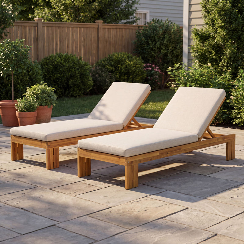 Outdoor Chaise Lounge With 5 Position Adjustable Backrest