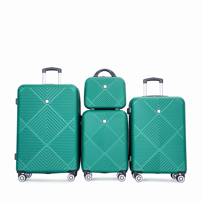 4 Piece Lightweight Suitcase, Makeup Box, Aircraft Wheels