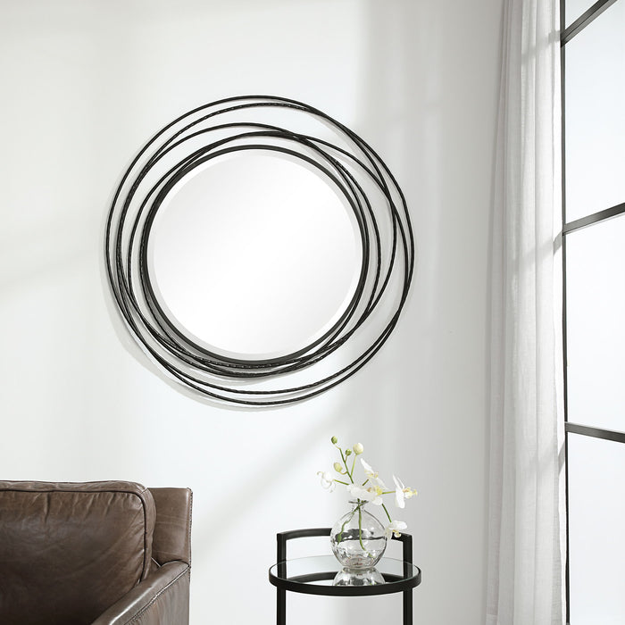 Whirlwind - Round Mirror - Black