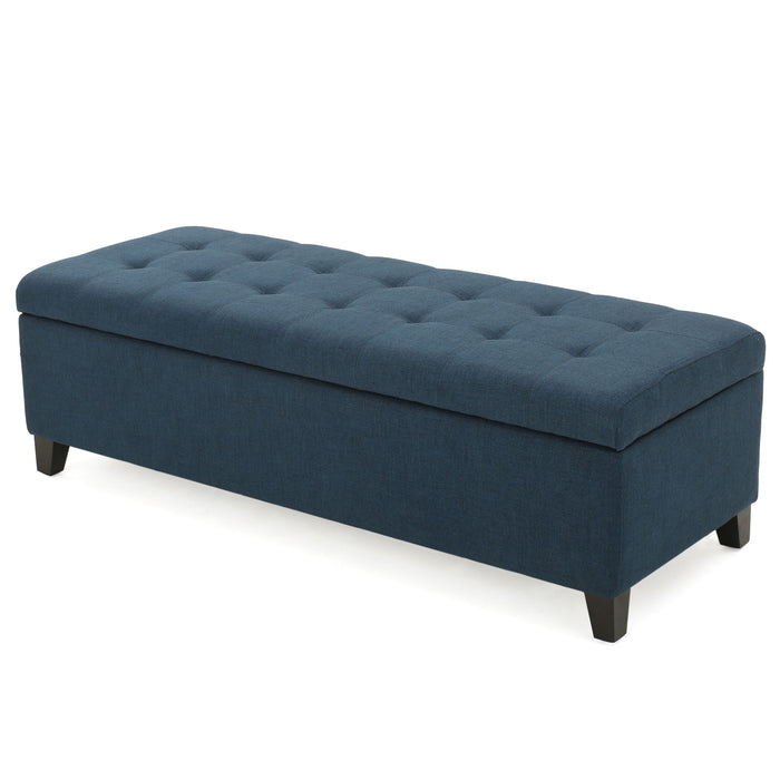 Nebulous - Fabric Upholstered Ottoman With Storage And Diamond Tufted Seat - Navy Blue