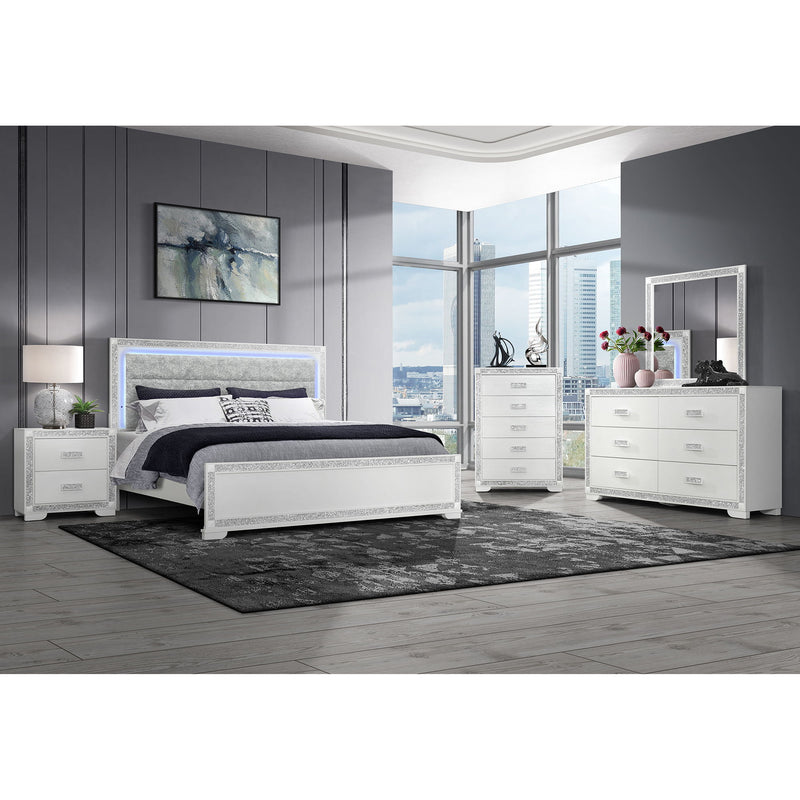 Soulmarie - Bed With LED Lighting And Padded Headboard