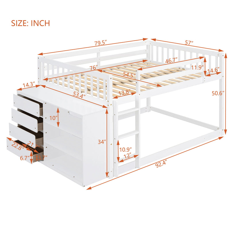 Bunk Bed With 4 Drawers And 3 Shelves