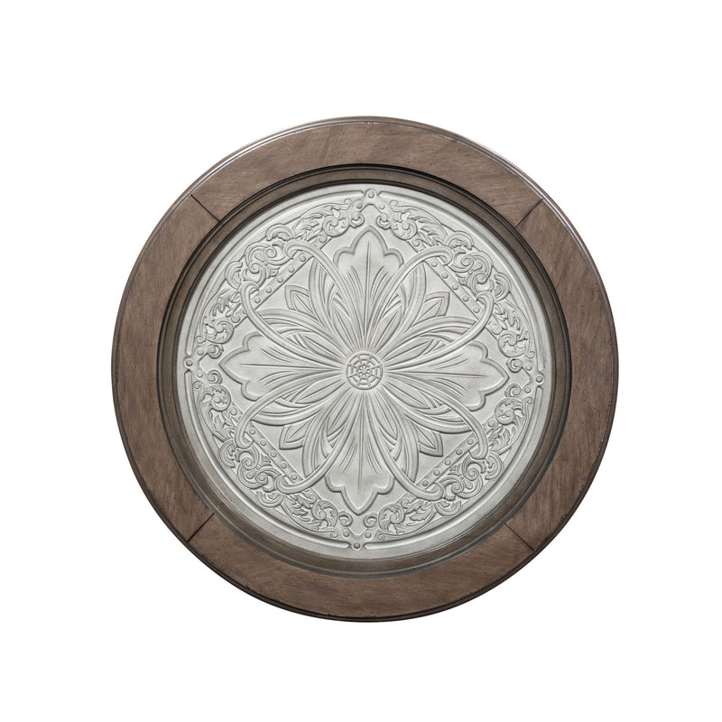 Heartland - Round Ceiling Tile Cocktail Table - Antique White / Tobacco Tops