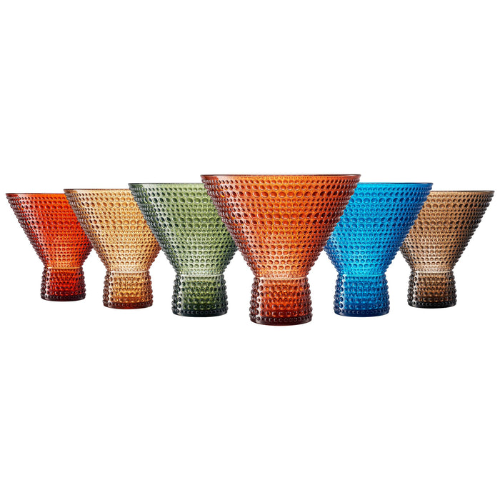Acrylic Unbreakable Hobnail Martini Plastic Glass, 6 Set 9OZ