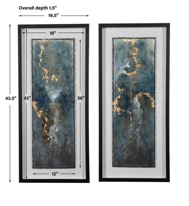 Glimmering Agate - Abstract Prints (Set of 2) - Blue