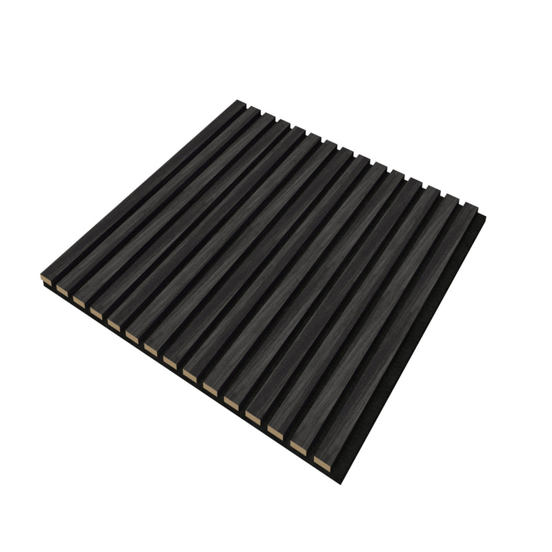 Acoustic Panels With Strip Design, Sound Absorbing Wall & Ceiling Panels (Set of 4) - Matt Black