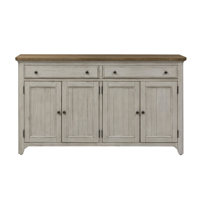 Farmhouse Reimagined - Server - Antique White / Chestnut Tops