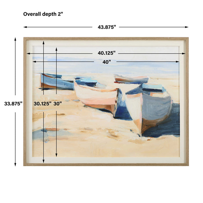 Beached Boats - Framed Print - Light Brown
