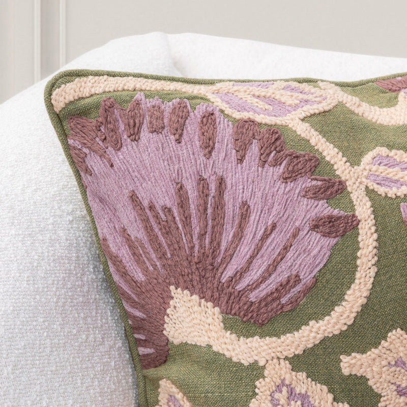 Folly - 22" x 22" Pillow - Olive Green / Multi