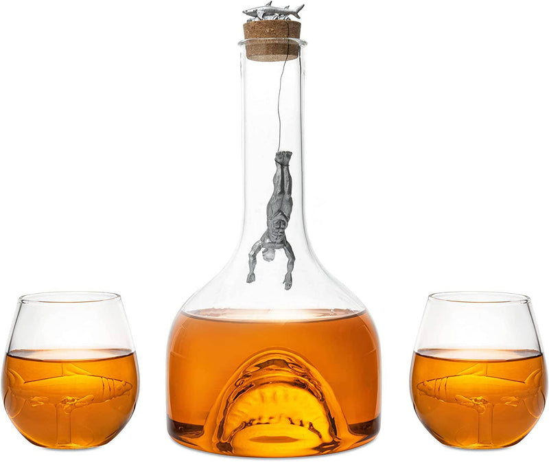 Shark Whiskey Decanter Set by The Wine Savant - 1000ml Shark