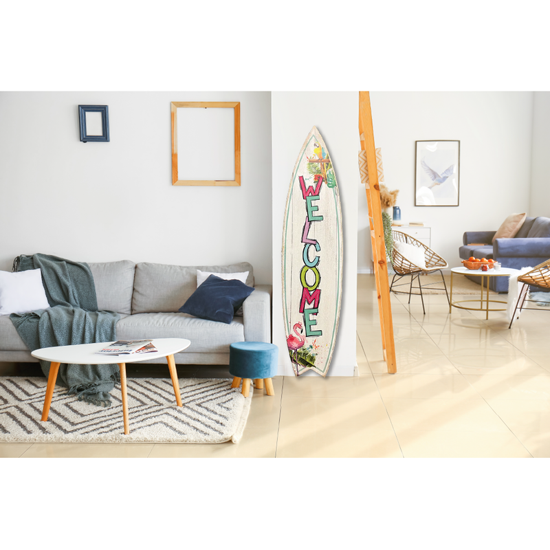 SURF BOARD WALL ACCENT COLORFUL WELCOME