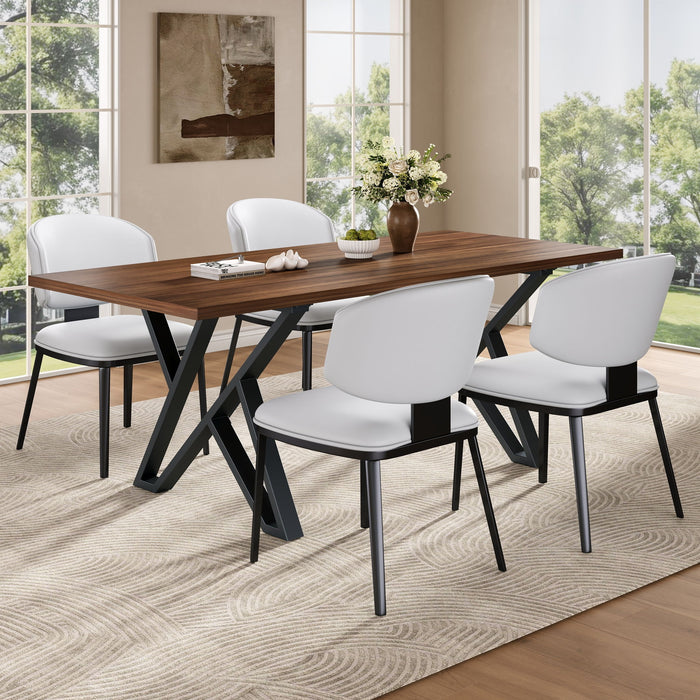 5 Pieces Modern Faux Leather And Metal Dining Set