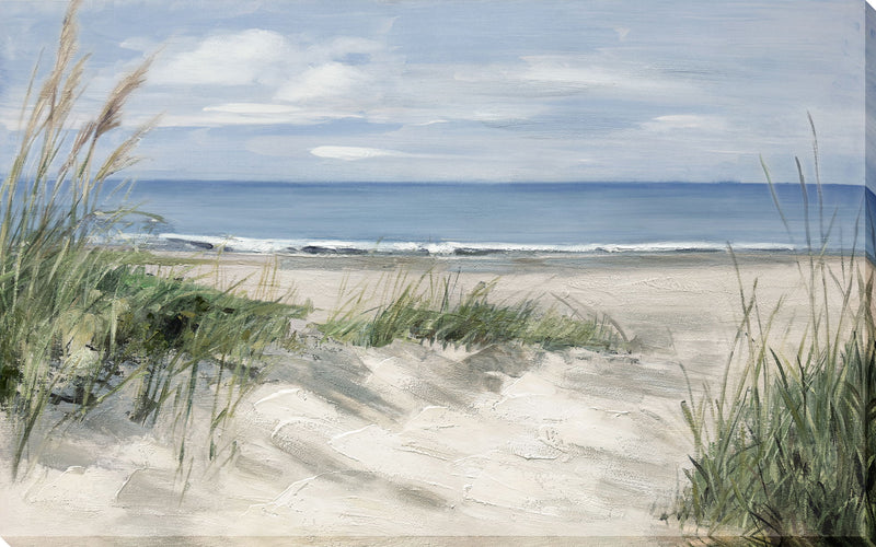 Dune Grass Outlook - 84 X 52 - Hand-Embellished Wrapped Canvas - Blue