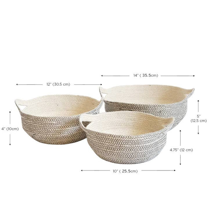 Handwoven Storage Basket | Amari Fruit Bowl | Black | Set of 3