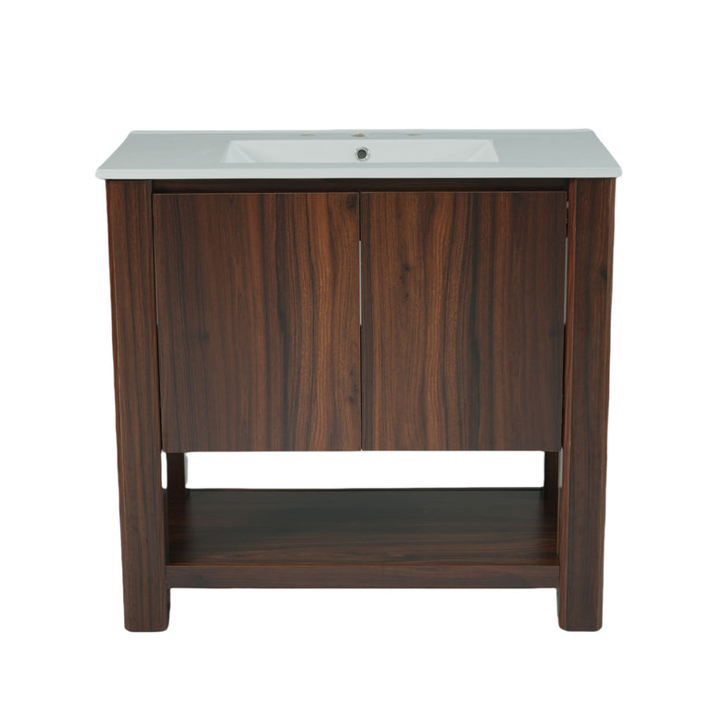 Modern Bathroom Vanity With Rectangle Ceramic Sink, Soft Closing Doors