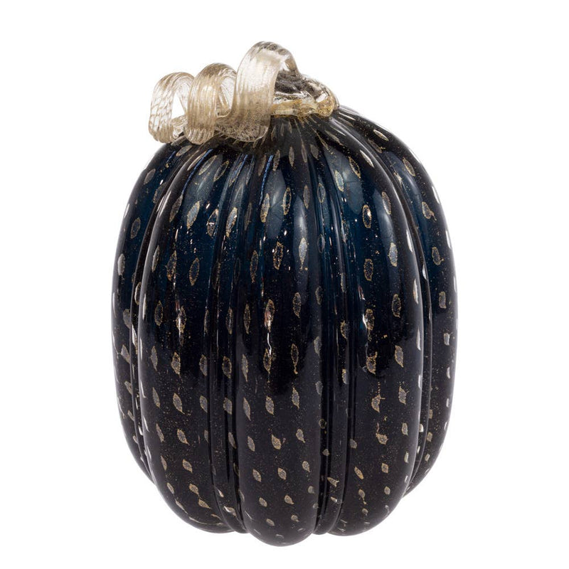 Black & Gold Glass Pumpkin Fall Autumn Décor