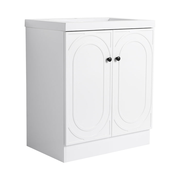 Contemporary Freestanding Bathroom Vanity With Resin Sink & Soft-Close Cabinet Doors