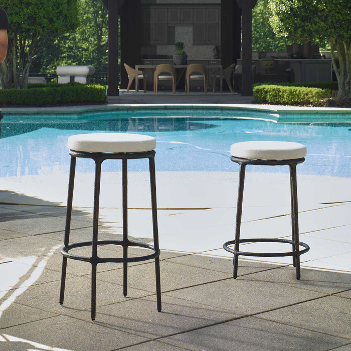 Thayer - Outdoor Bar Stool - Black / White