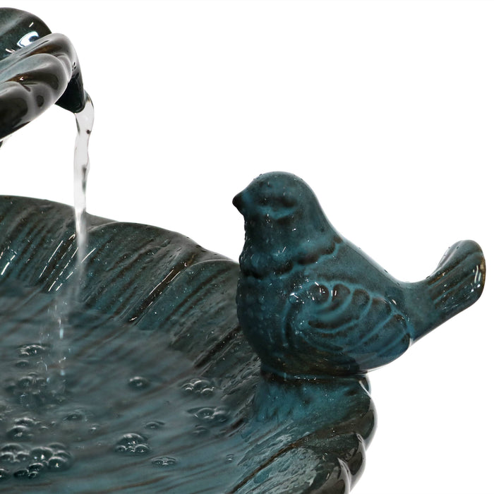 2-Tier Resting Birds Ceramic Water Fountain