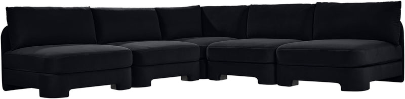 Hammond - Velvet Performance Fabric Upholstered 5 Piece Armless Sectional