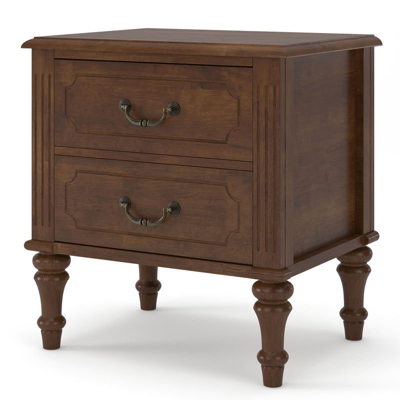Fluted Nightstand With 2 Drawers, Bedside Table - Walnut