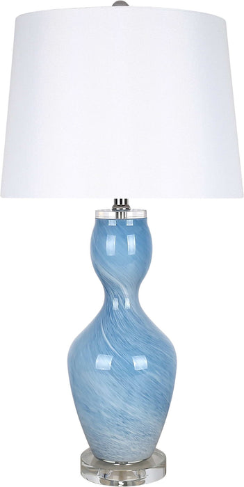 "Azure Elegance" Art Glass Table Lamp (Set of 2) - Blue Art Glass