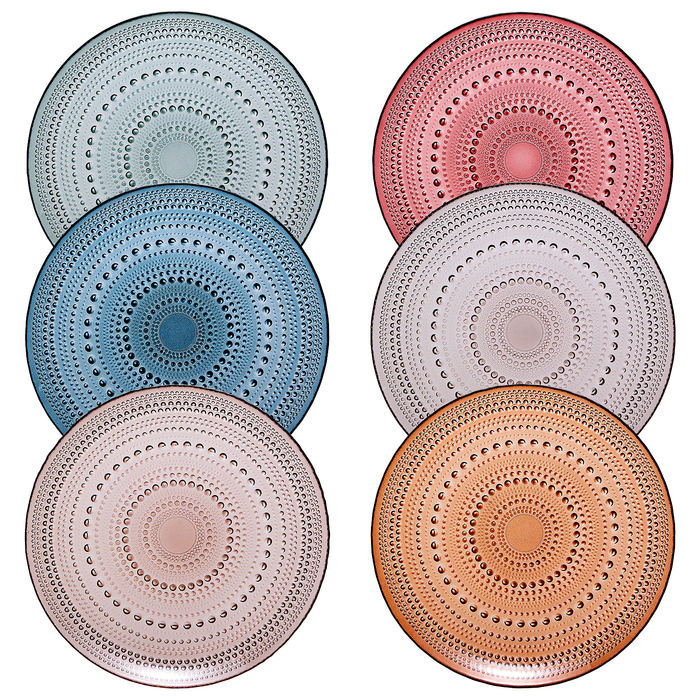 Glass Hobnail Colored Plates | Set of 6 Plate 10.6"D