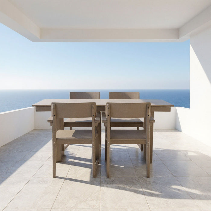 5 Piece Outdoor Dining Set, Table With Umbrella Hole And 4 Armrest Chairs