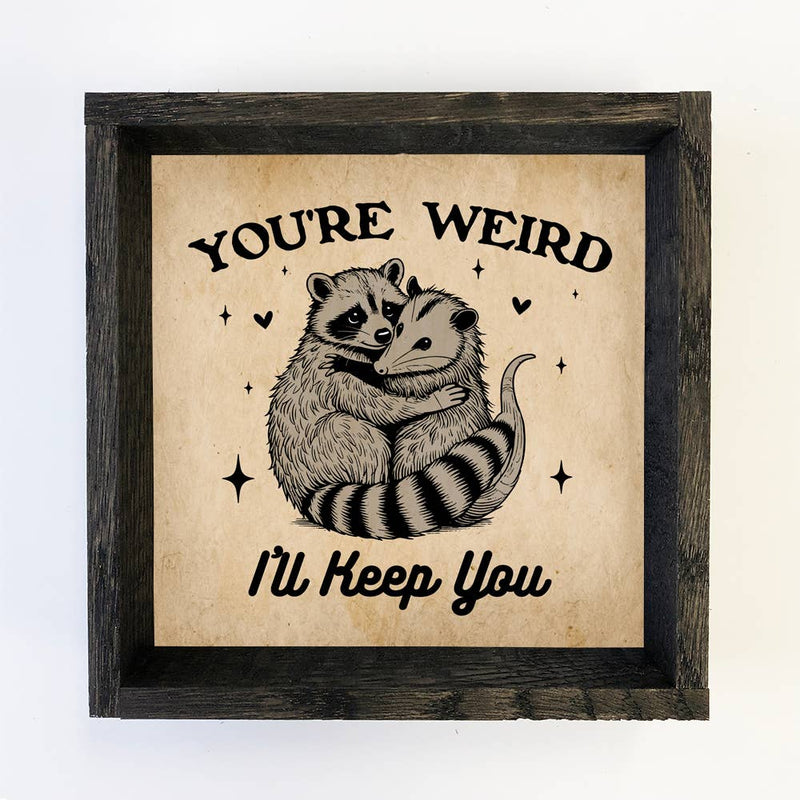 You're Weird Raccoon Possum - Cute Animal Canvas Art - Frame