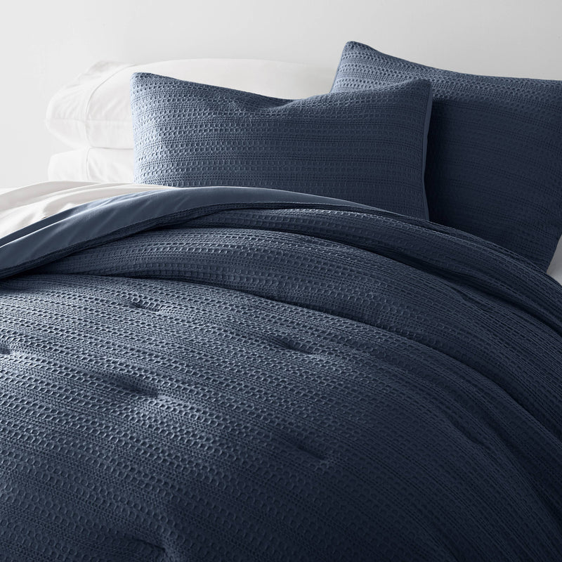 Waffle Textured 3 Piece Down Alternative Comforter Set