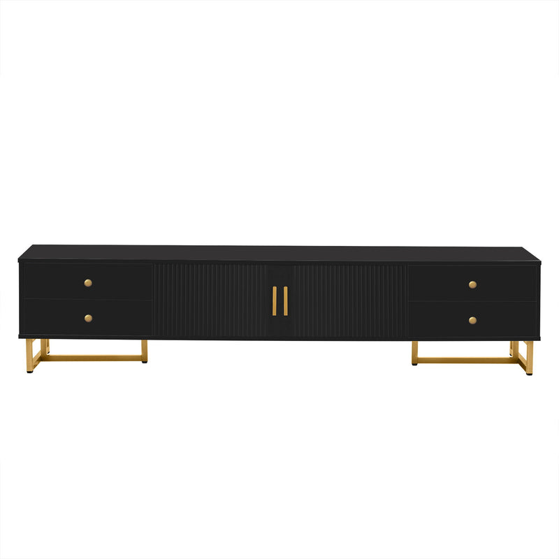 TV Media Console Table, TV Stand With Storage For Living Room - Black