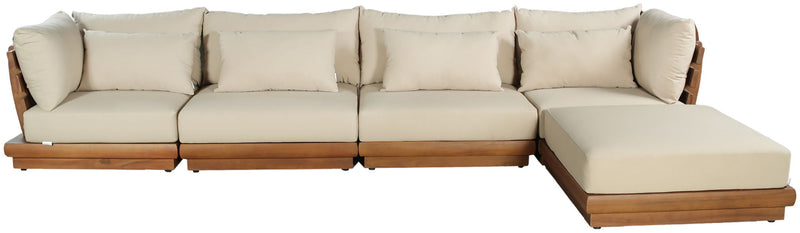 Mirella - 5 Piece Water Resistant Fabric Upholstered Outdoor Patio Modular Sectional