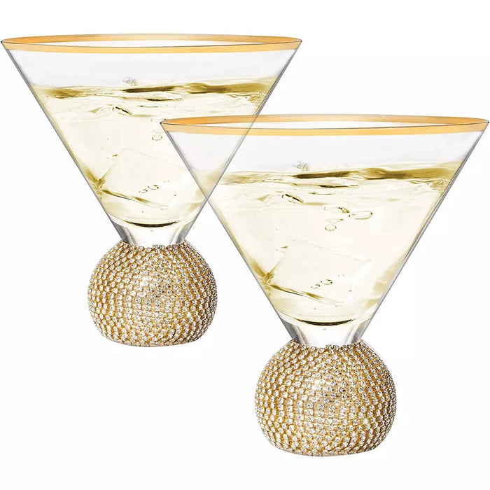 Diamond Rhinestone Martini Glasses | Set of 2