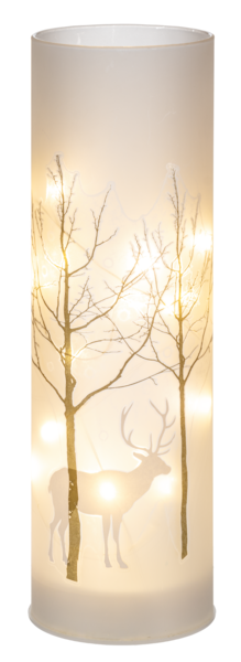 LED Light Up Frosted Birch Tree w/Reindeer Pillar