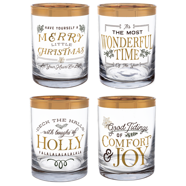 Holiday Messages Low Ball Glasses