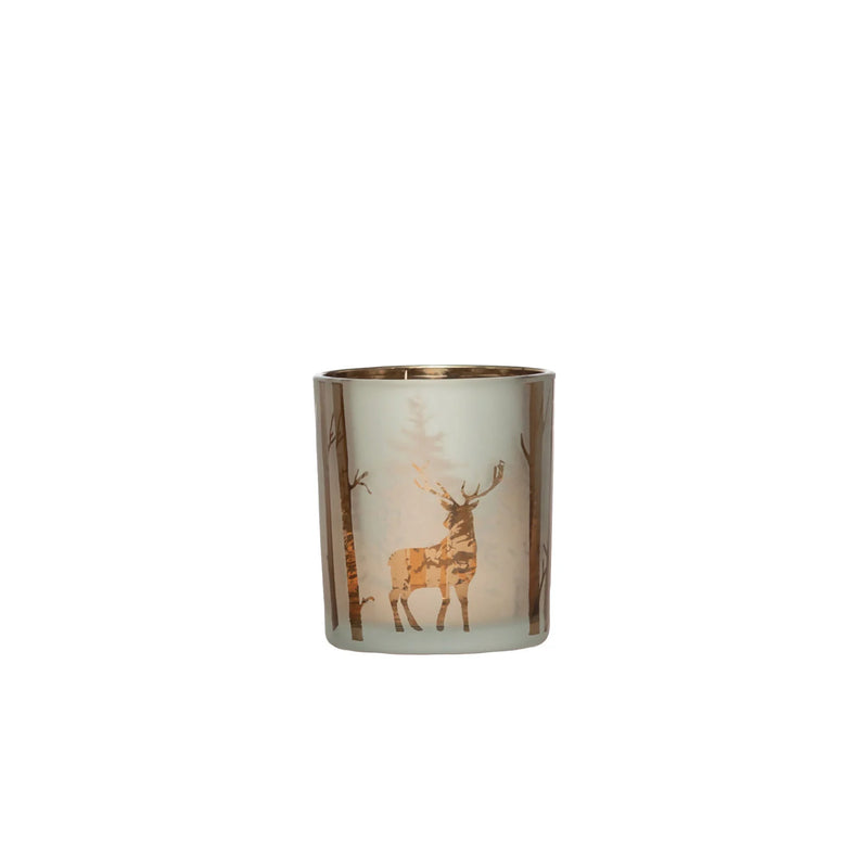 Reindeer Glass Candle Holder | 5"