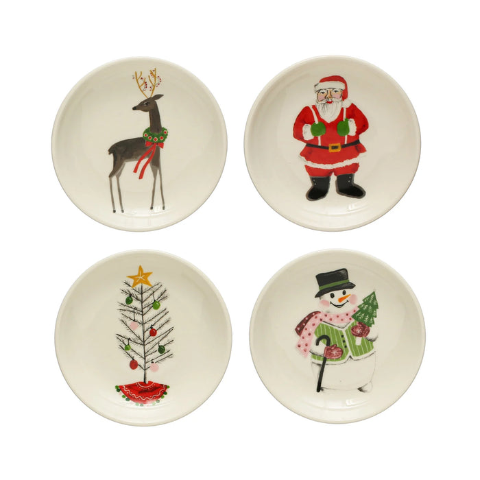 4" Round Stoneware Christmas Plate | Dish