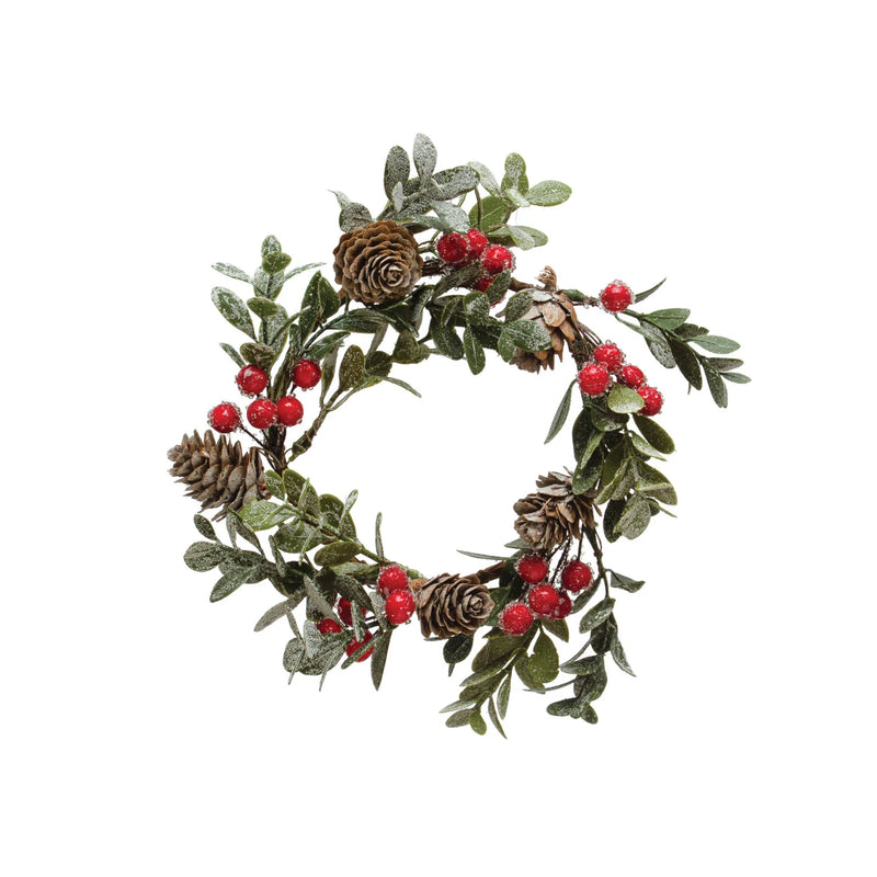 4" Boxwood, Pinecone, Berry Wreath